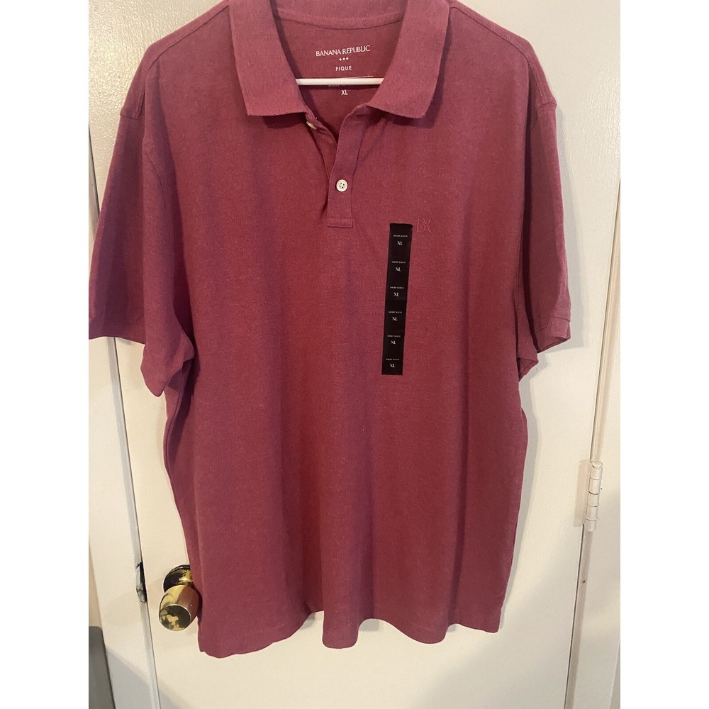 Banana Republic Factory Pique Polo Shirt Mens XL Raspberry Pink Short Sleeve NWT